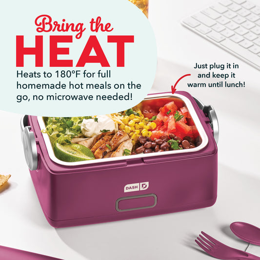 Hot2Go™ Electric Lunchbox (30 Ounce + Utensils) Electric Lunchbox Dash