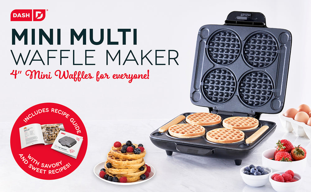 A fresh of mini waffles topped with berries.