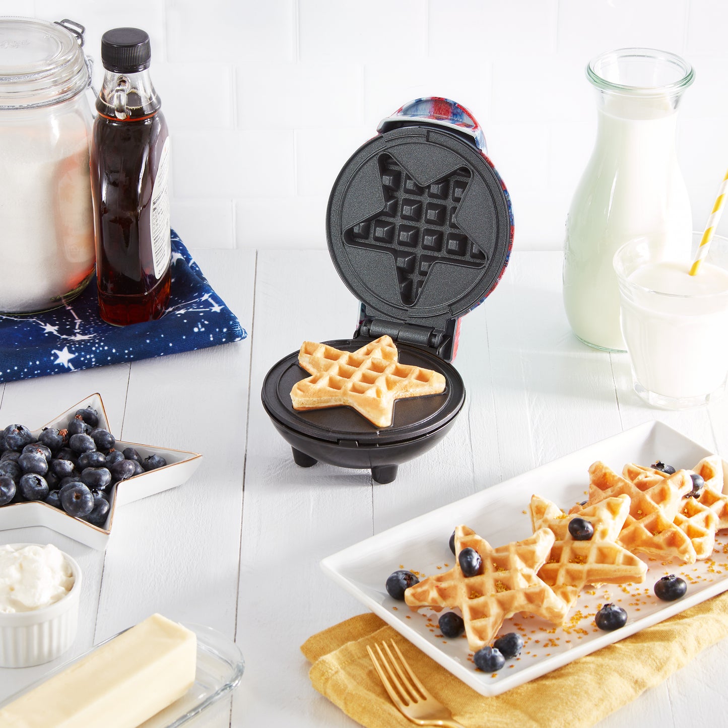 Star Mini Waffle Maker with Americana Print mini makers Dash   