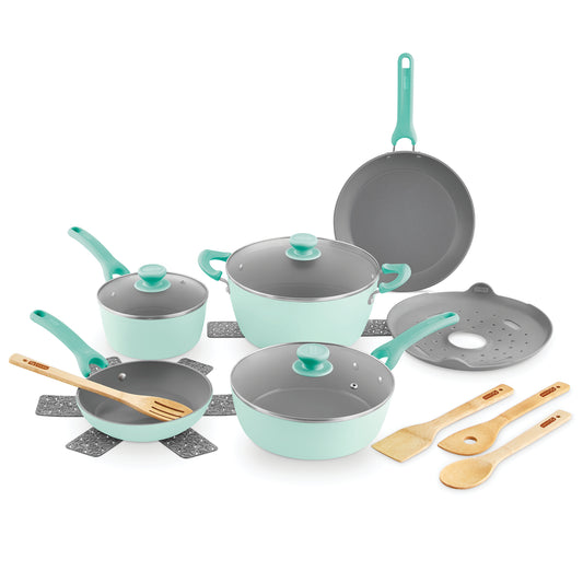 Dream Green Recycled Aluminum 15pc Cookware Set cookware Dash