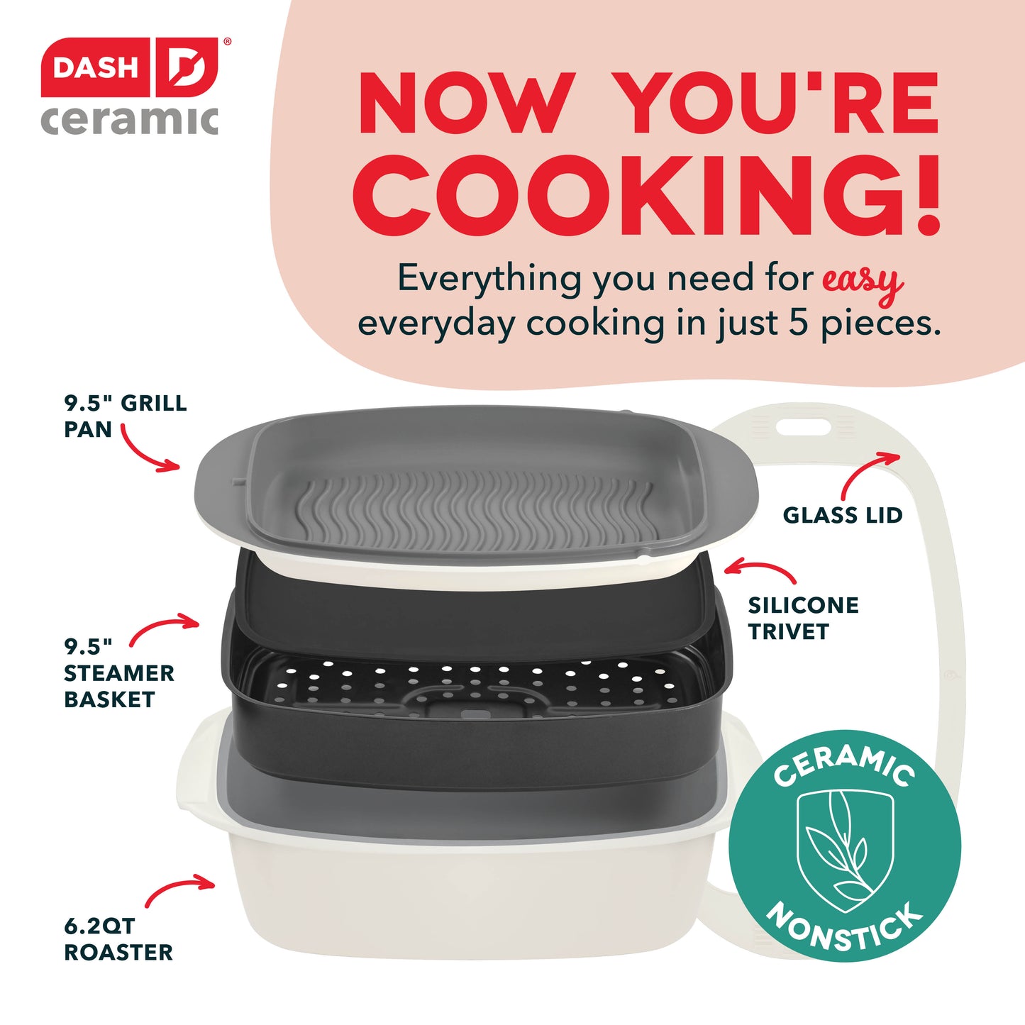 SmartStore™ 7-in-1 Multipurpose Cookware + Steamer Set cookware Dash