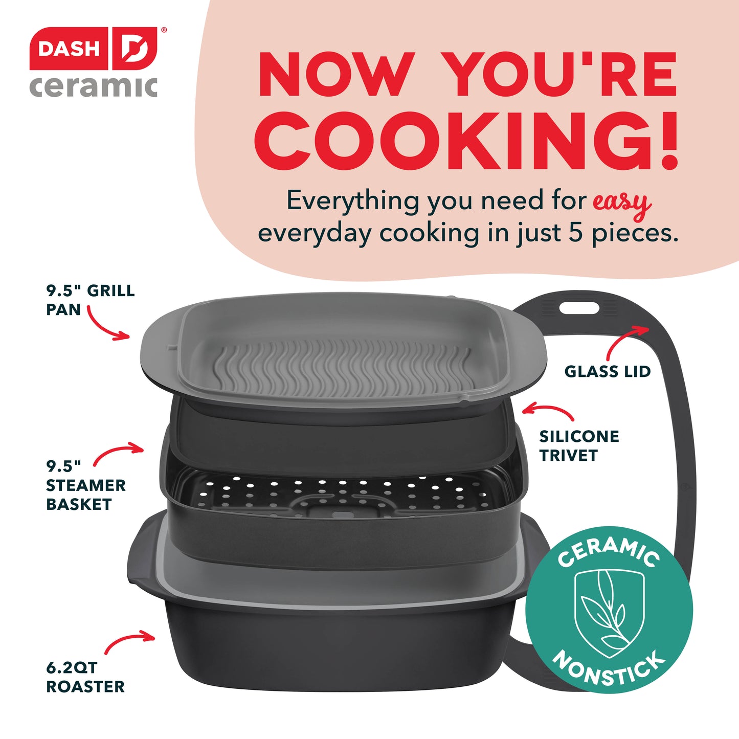 SmartStore™ 7-in-1 Multipurpose Cookware + Steamer Set cookware Dash