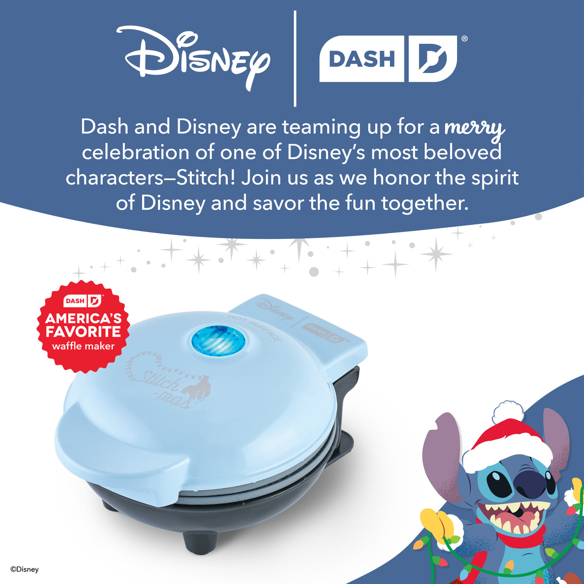 Stitch Santa Mini Waffle Maker mini makers Disney | Dash