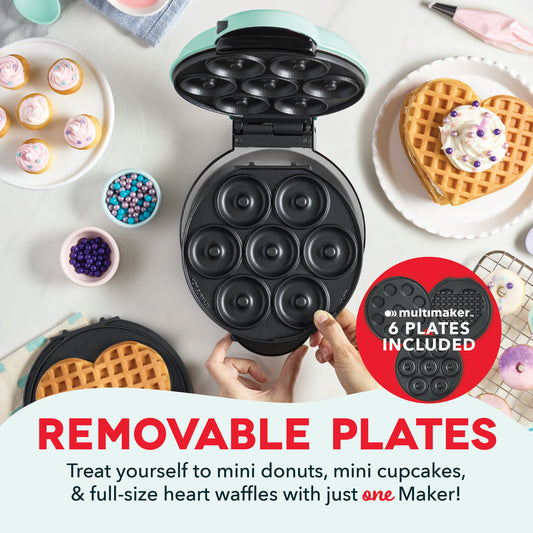 MultiMaker® Treat Maker System: Mini Donut, Mini Cupcake, Heart Waffle Waffle Maker Dash