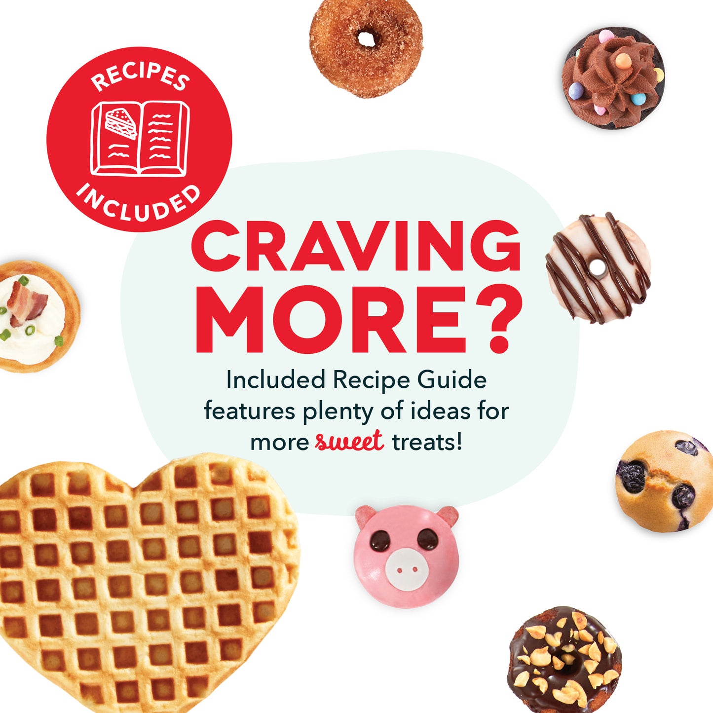 MultiMaker® Treat Maker System: Mini Donut, Mini Cupcake, Heart Waffle Waffle Maker Dash