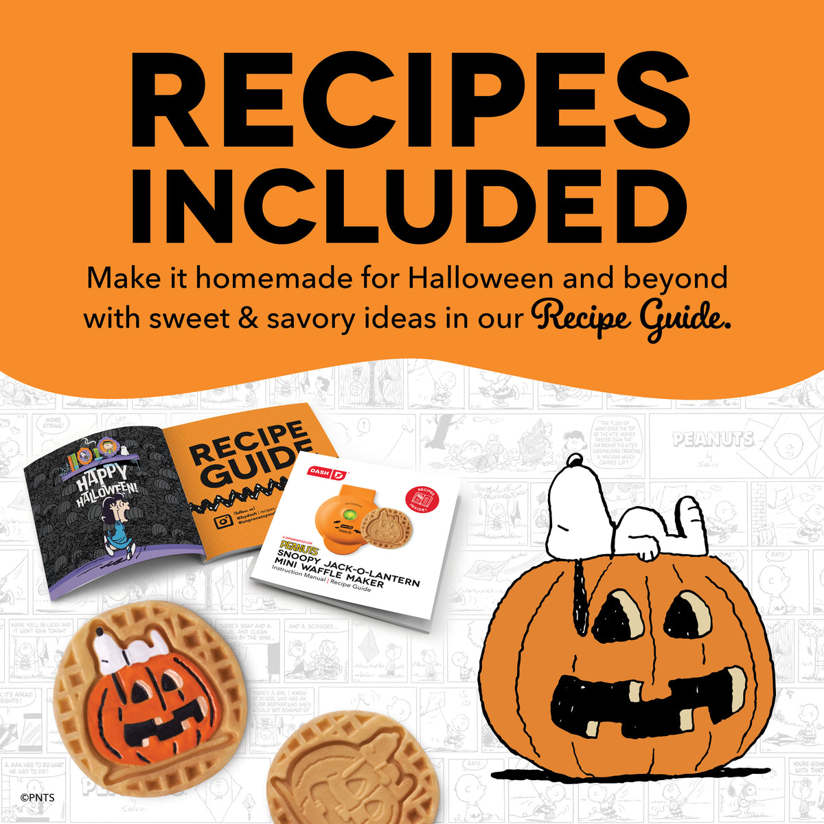 Peanuts® x Dash Snoopy Jack-o-Lantern Mini Waffle Maker mini makers Dash