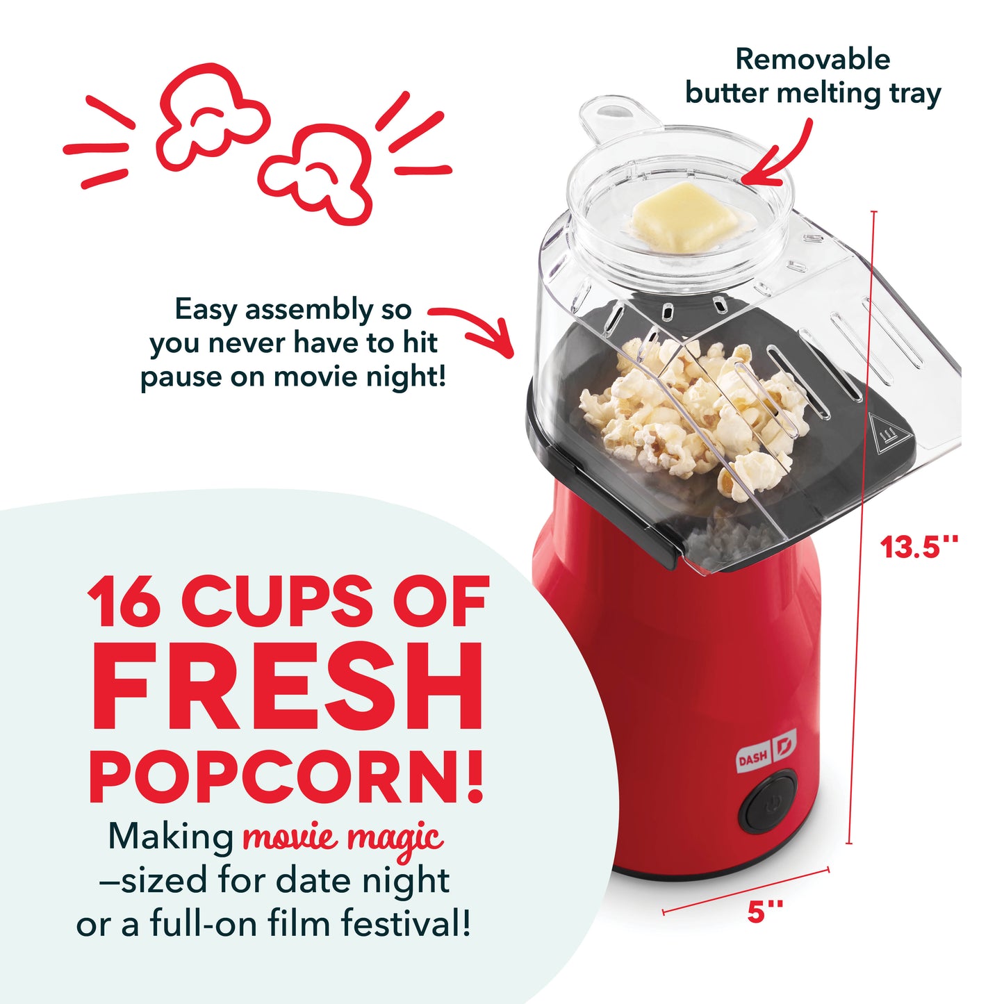 Hot Air Popcorn Maker Popcorn Makers Dash   