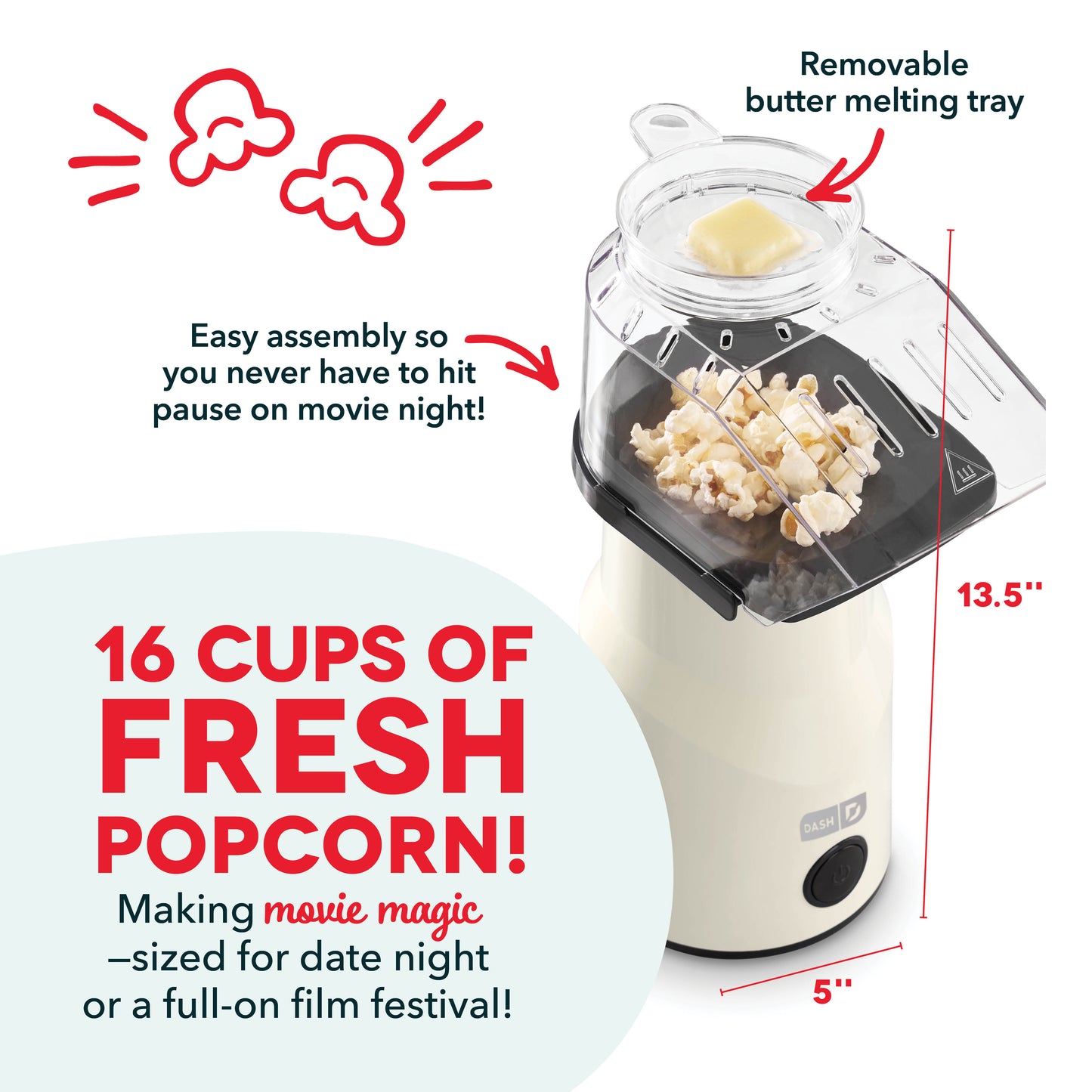 Hot Air Popcorn Maker Popcorn Makers Dash   