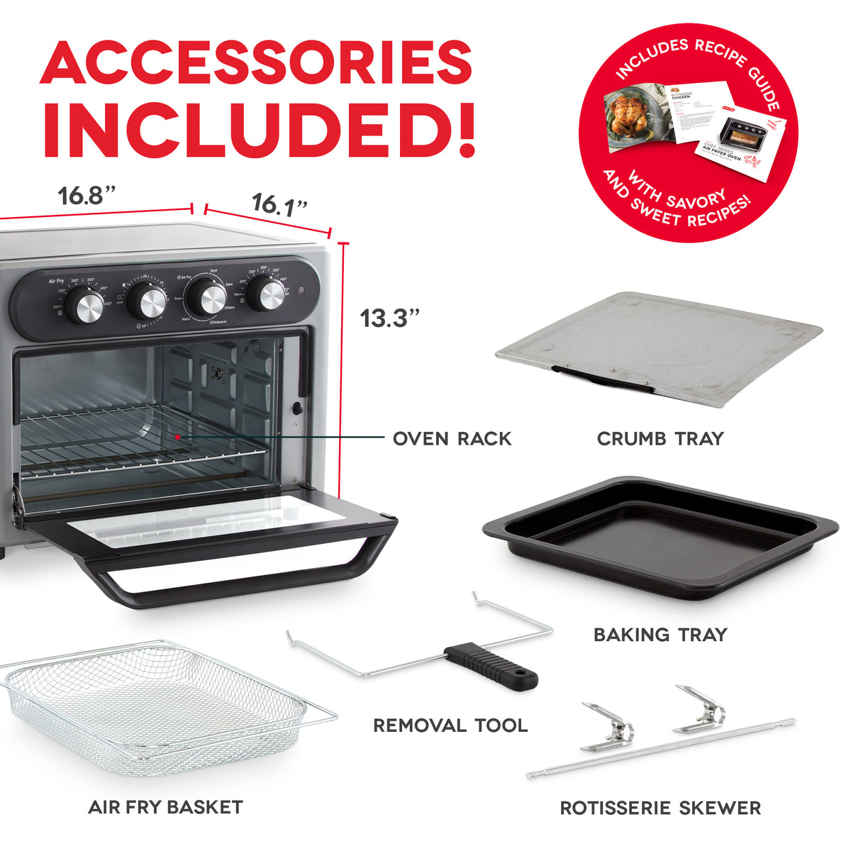 Chef Series Air Fryer Oven With Rotisserie 23L Air Fryer Dash