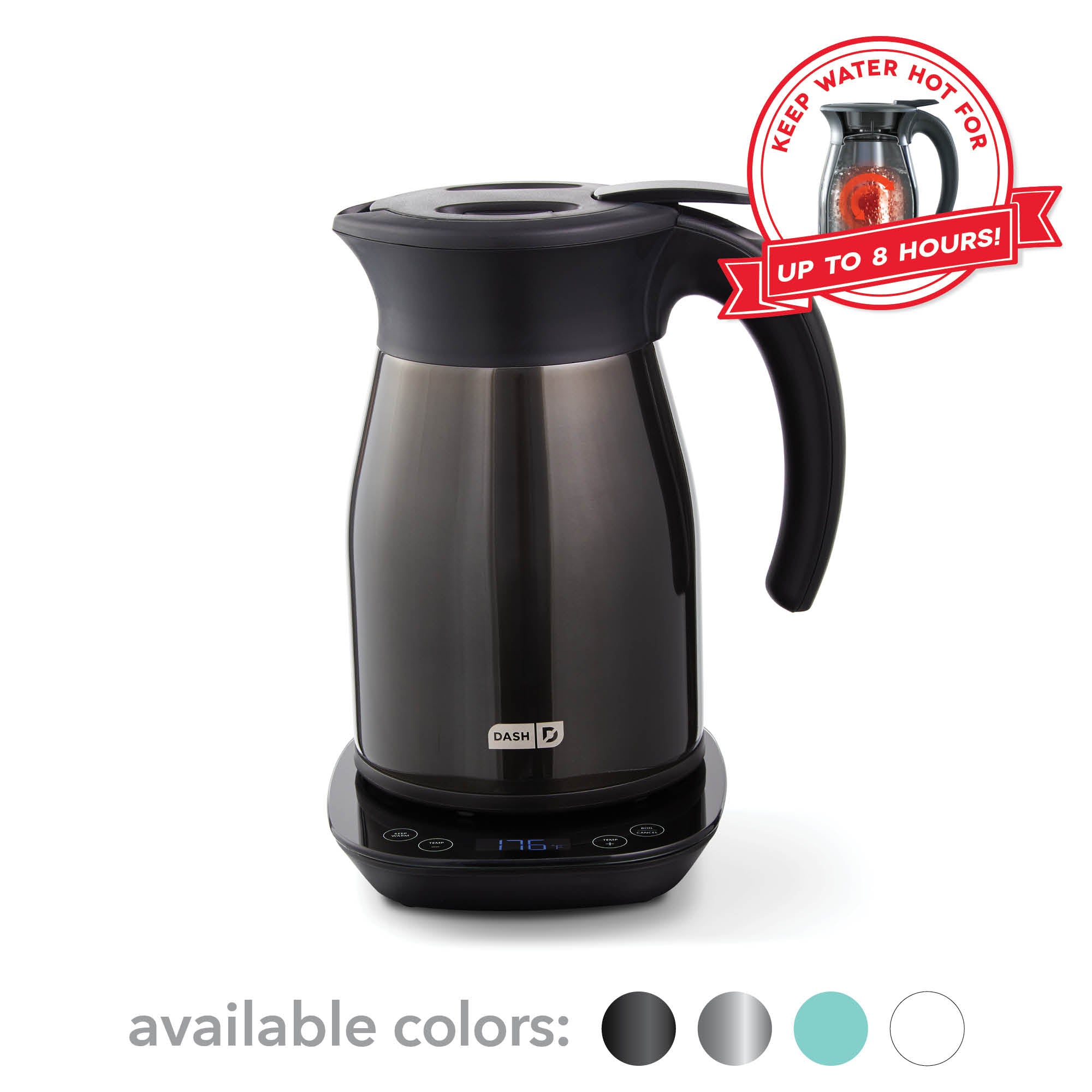 Dash DEK001RD Electric Kettle + Water Heater with Rapid Boil, Cool Touch  Hand