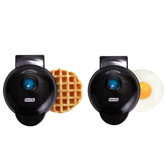 Mini Maker Waffle and Griddle 2-Pack mini makers Support Black