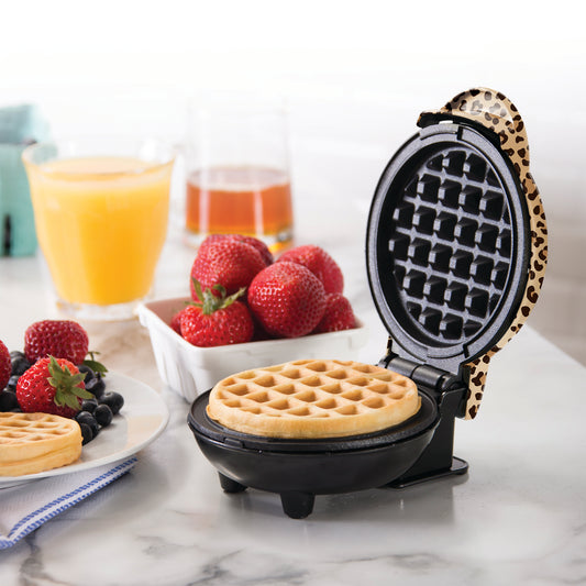 Mini Waffle Maker with Leopard Print mini makers Dash