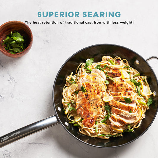 Delish by Dash 12" Lightweight Cast Iron Skillet cookware Support