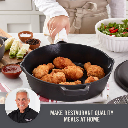 4.5 Qt. Nonstick Cast Iron Deep Skillet with Lid cookware Zakarian by Dash