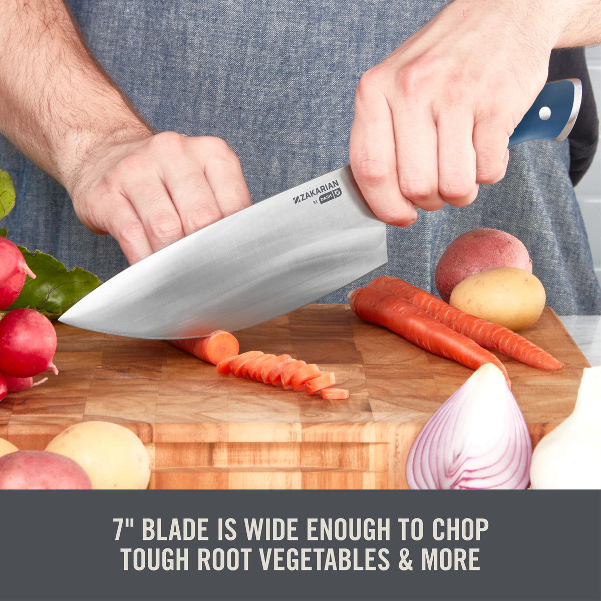 7" Rocking Chef Knife with Sheath Craft Knife Blades Zakarian by Dash