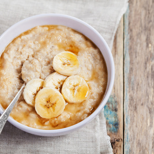 Banana and brown sugar oatmeal in a bowl.