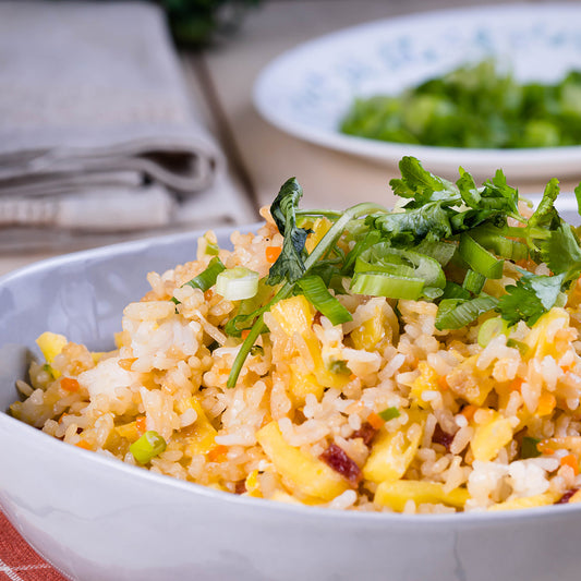 A bowl of pineapple fried rice.