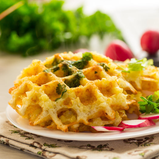 Crispy Potato Cheddar Waffles