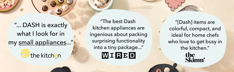 Dash frozen drink maker featured in top media outlets, praised for compact design and versatile performance.