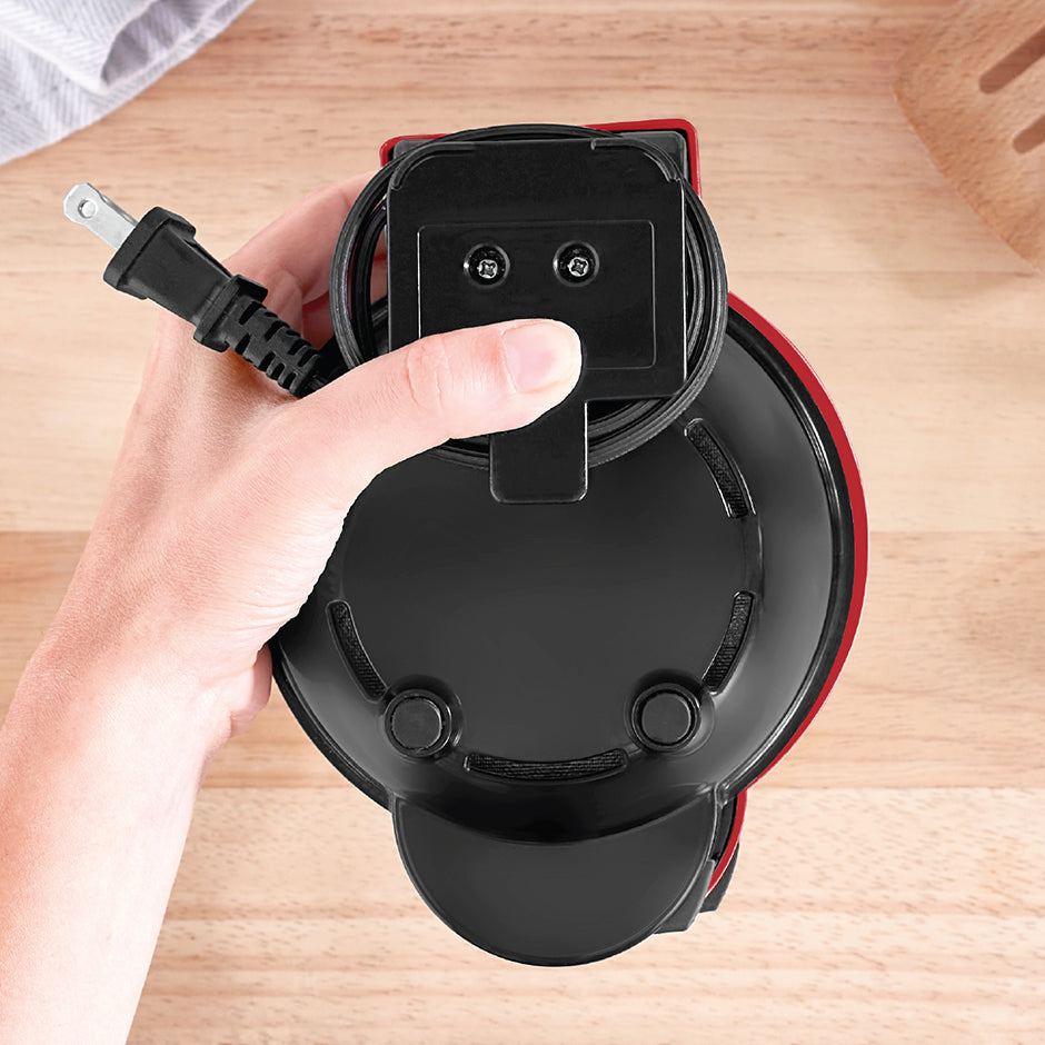 Compact Dash | Disney MultiMaker™ Mini System shown from the bottom with cord neatly wrapped for easy storage.