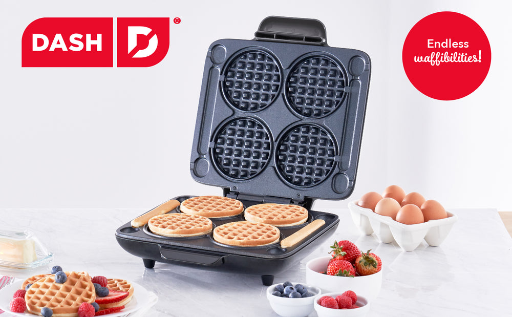 A fresh of mini waffles topped with berries.