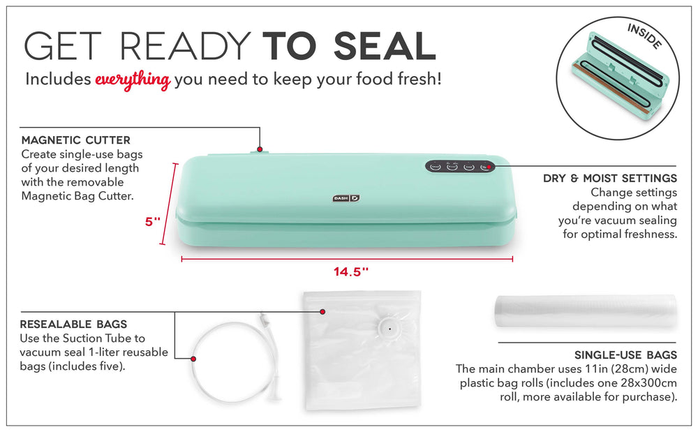 GleerSeal 5-in-1 Food Vacuum Sealer with Super Suction