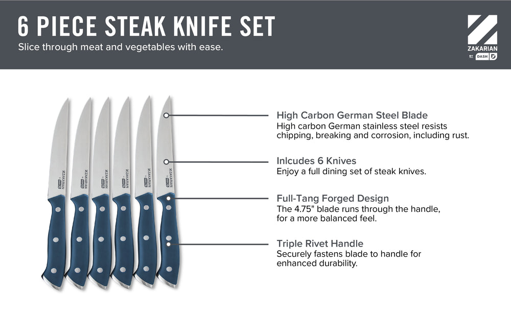 Zakarian by Dash 6 Piece Steak Knife Set