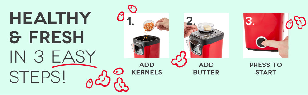 Dash Turbo POP Popcorn Maker machine Popping Corn Kernels with recipe  booklet