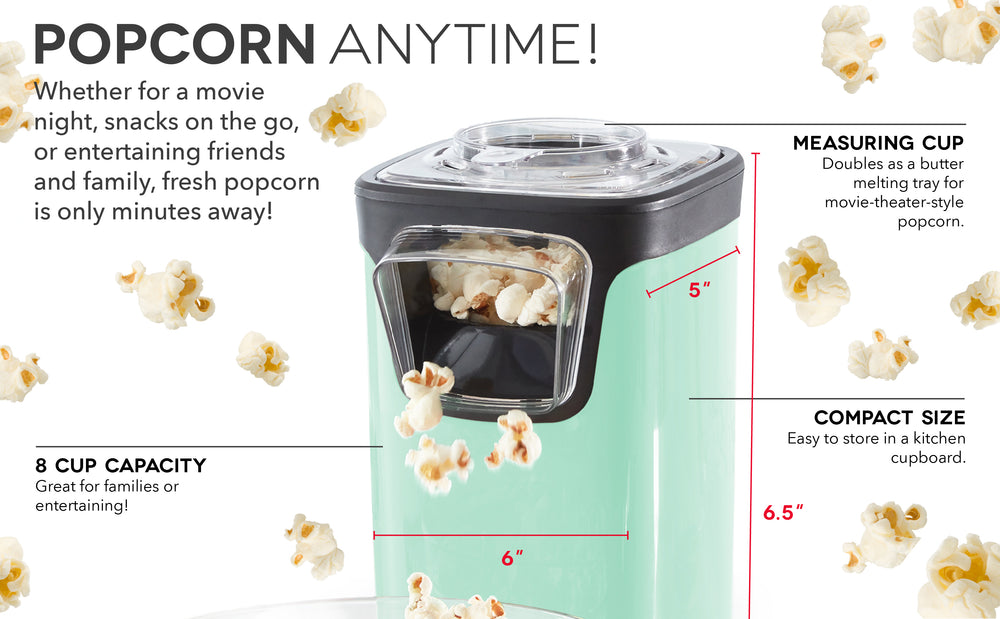DASH Turbo Pop Popcorn Popper Maker with Measuring Cup, 8 Cups - White &  DASH Popcorn Ball Maker, Set of 4