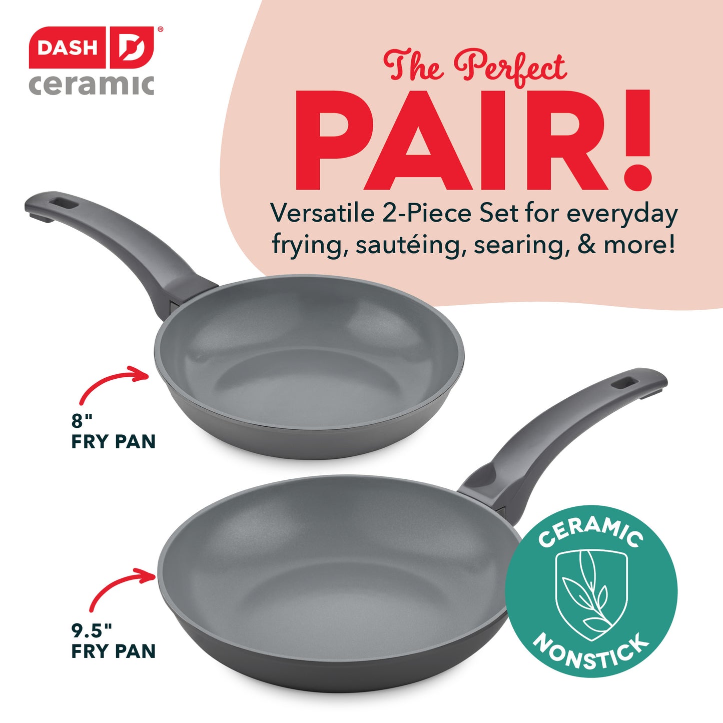 SmartStore™ 8" + 9.5" Nesting Fry Pan Set cookware Dash   