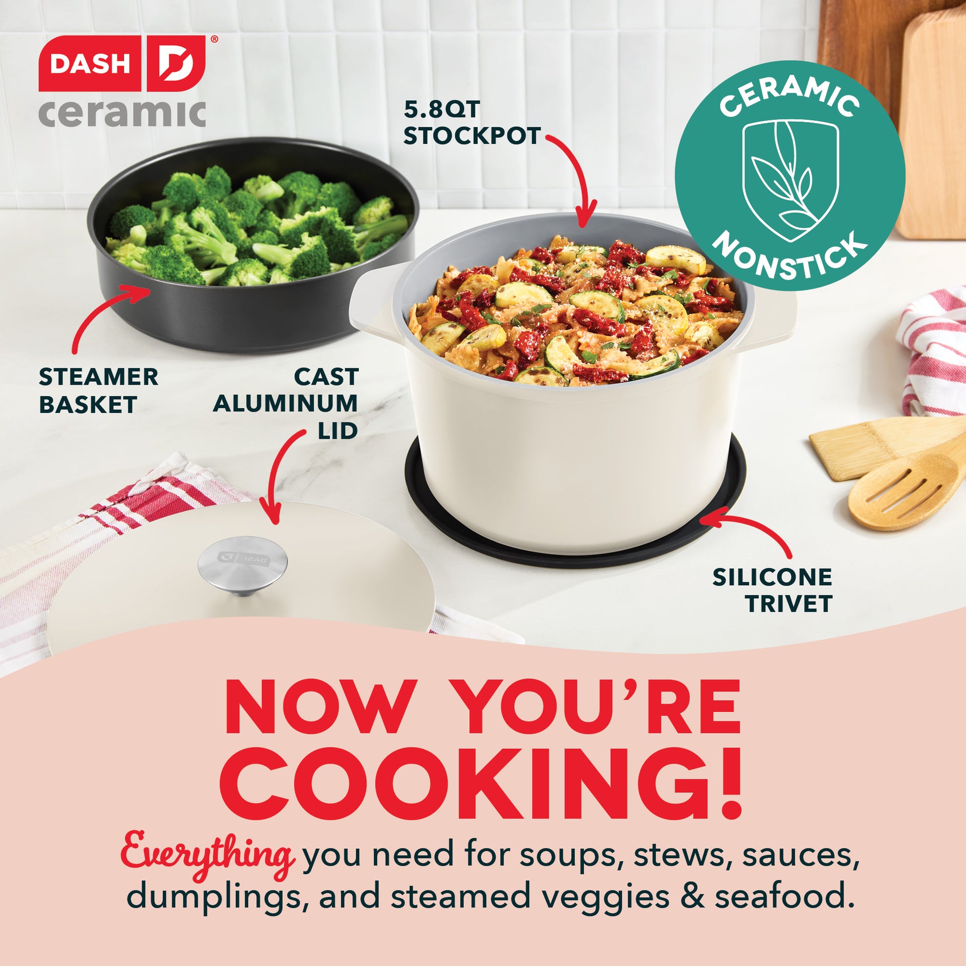 SmartStore™ 5.8qt MultiPot + Steamer Set cookware Dash   