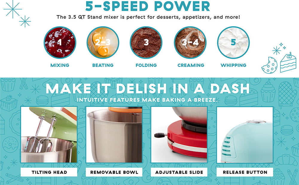  DASH Delish by DASH Compact Stand Mixer, 3.5 Quart
