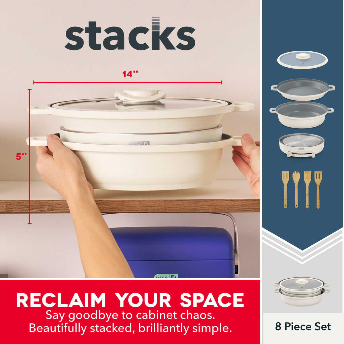 Stacks Ceramic Cookware Set with Electric Burner cookware Dash