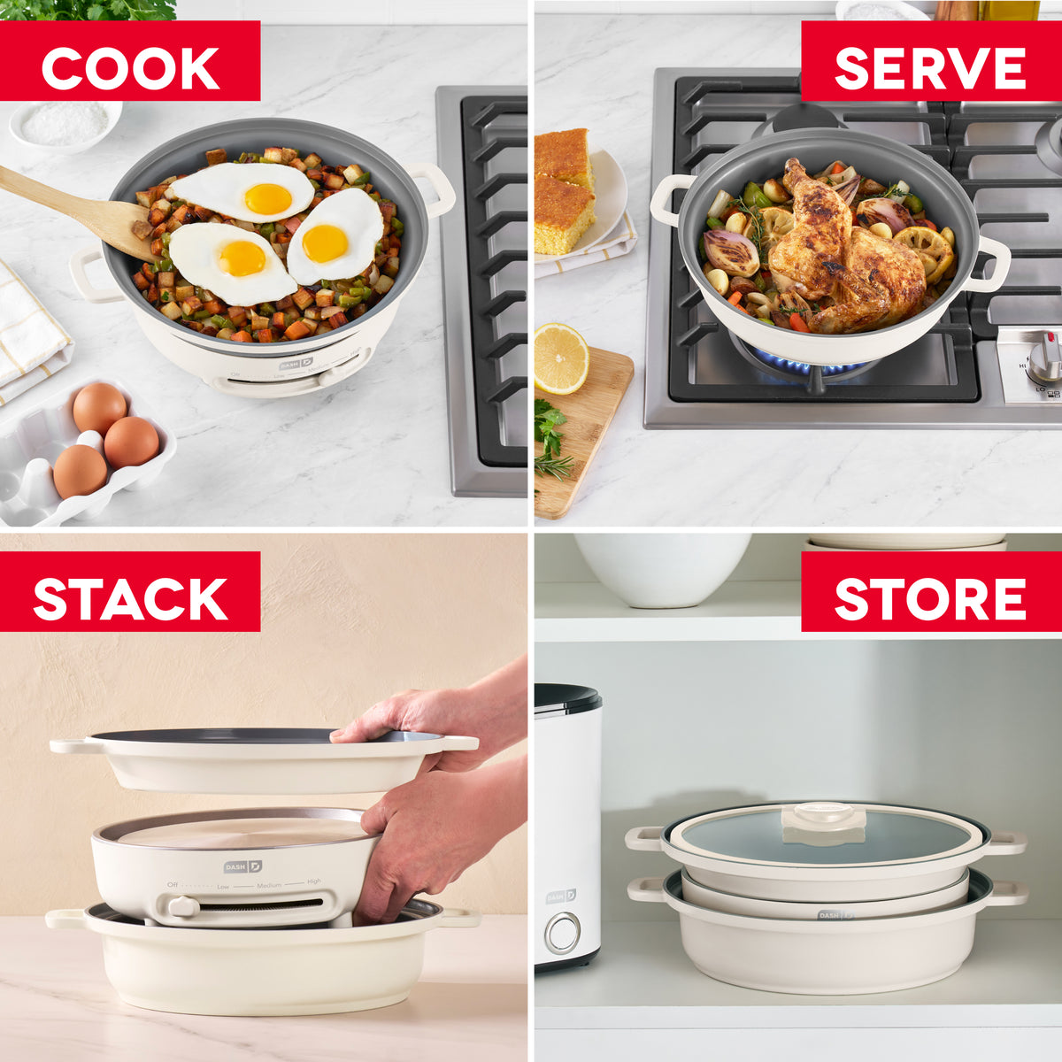 Stacks Ceramic Cookware Set with Electric Burner cookware Dash
