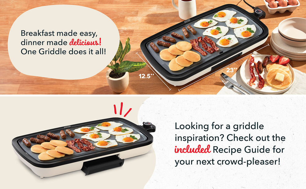 DASH Ceramic Griddle makes breakfast and dinner easy with large cooking surface and included recipe guide