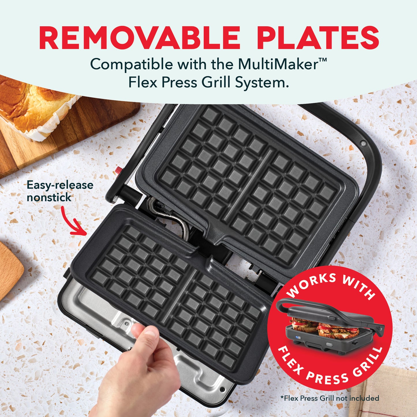 Flex Press Grill System 2pc Plate Pack Waffle  Dash   