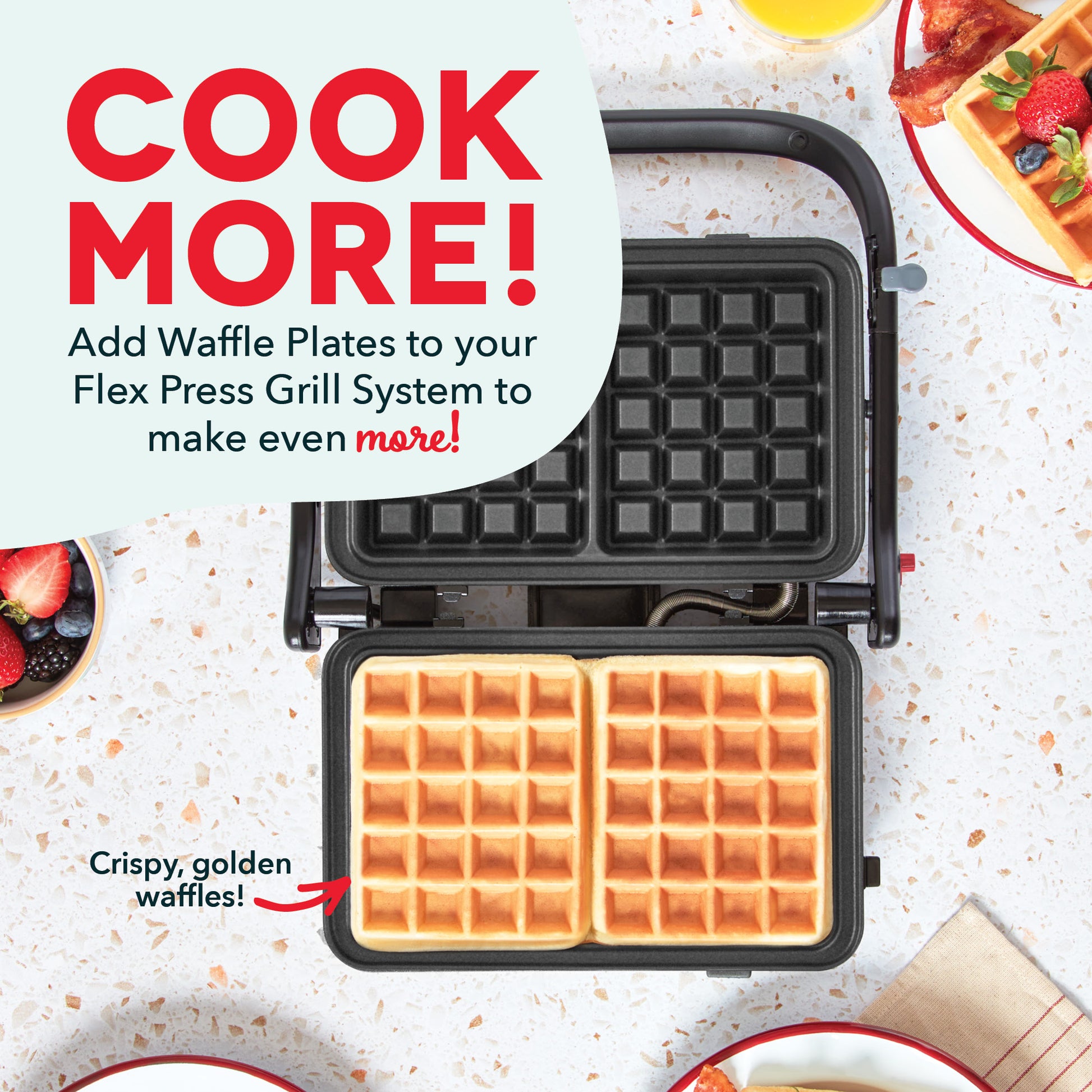 Flex Press Grill System 2pc Plate Pack Waffle  Dash   