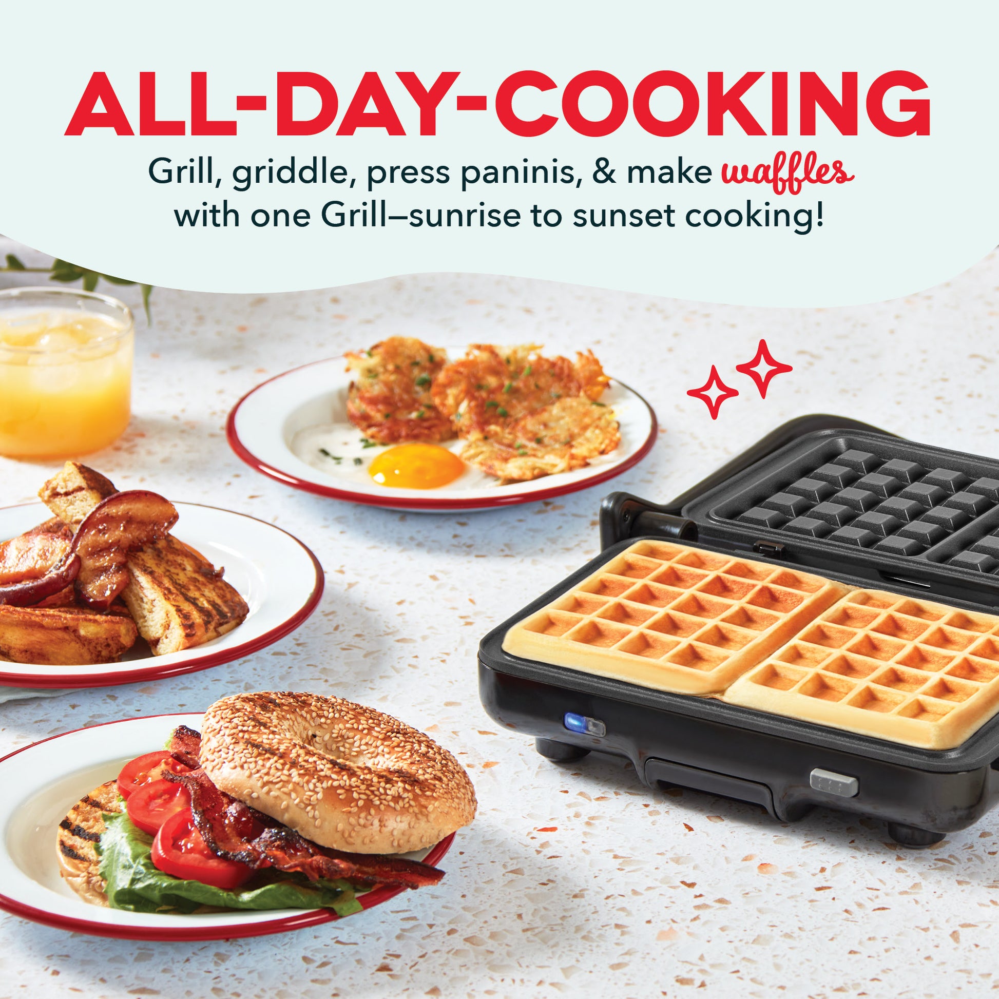 Flex Press Grill System 2pc Plate Pack Waffle  Dash   