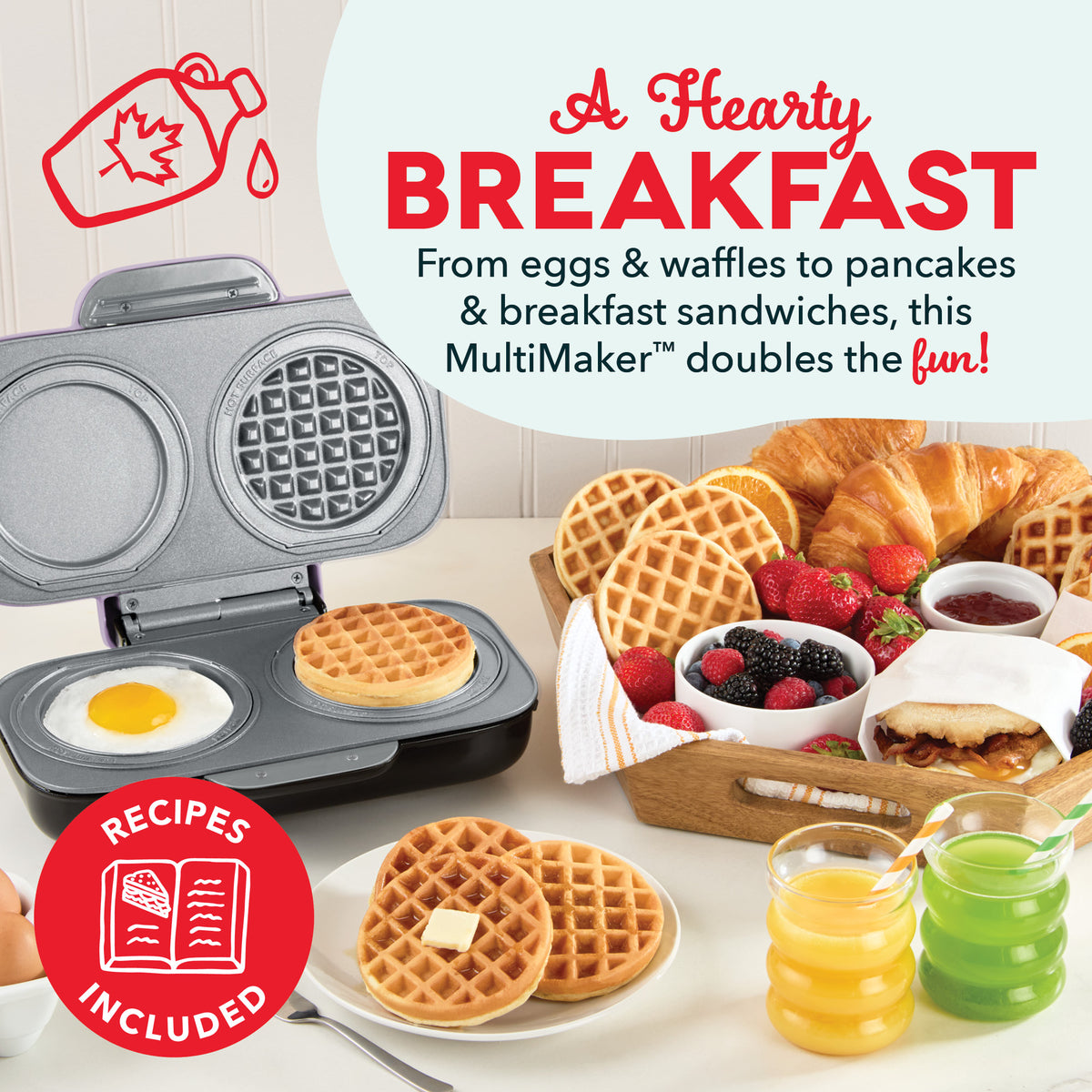 MultiMaker® Double Mini Maker System Waffle Maker Dash