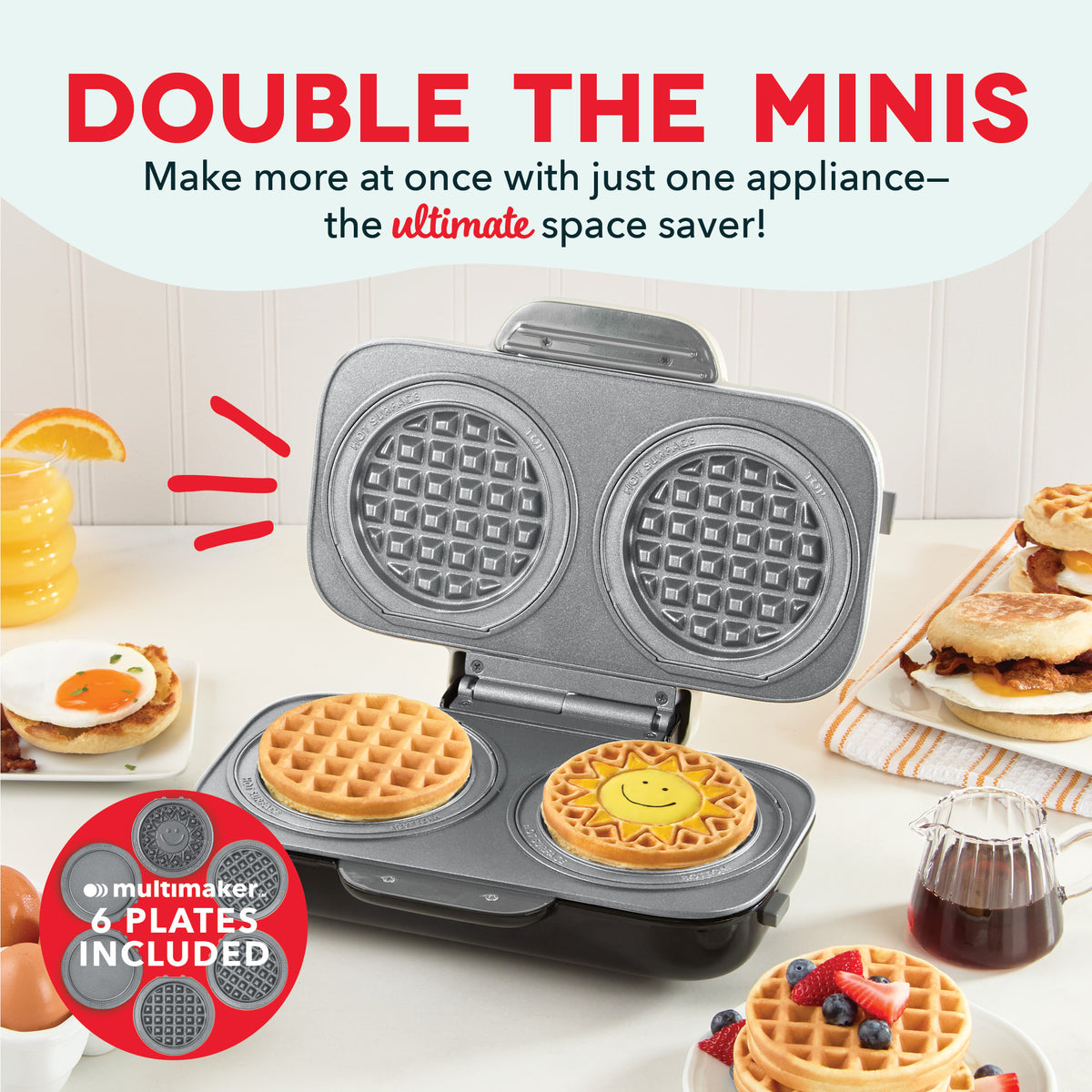 MultiMaker® Double Mini Maker System Waffle Maker Dash