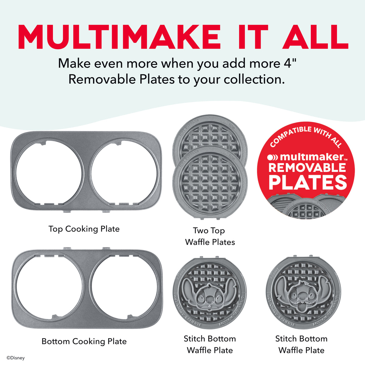 MultiMaker® Double Mini Maker System Waffle Maker Disney | Dash