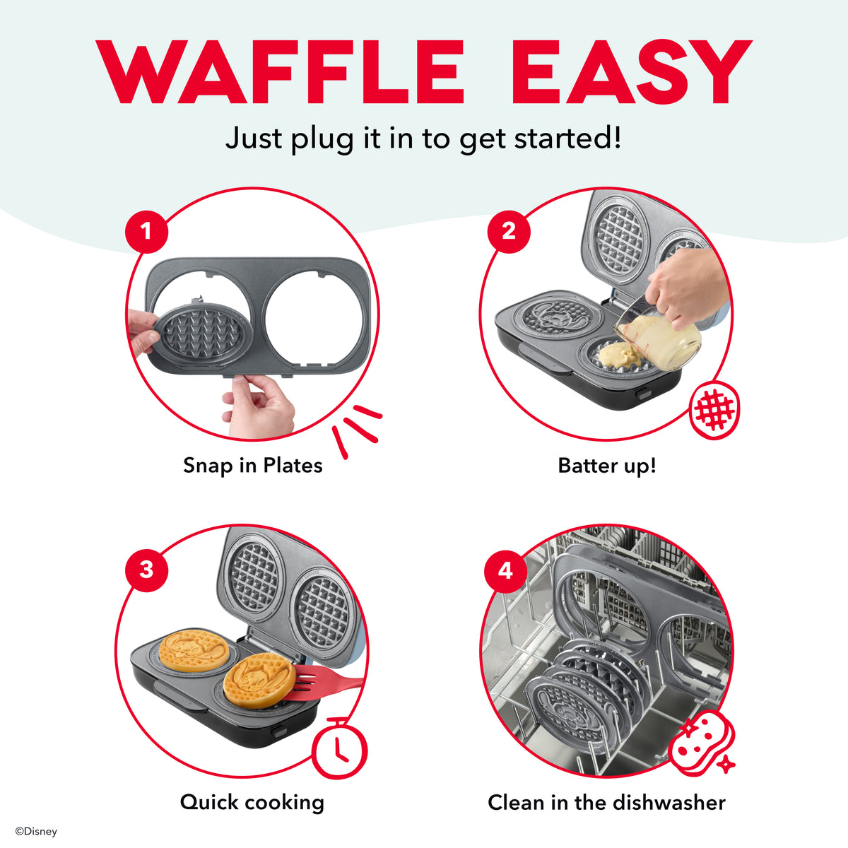 MultiMaker® Double Mini Maker System Waffle Maker Disney | Dash