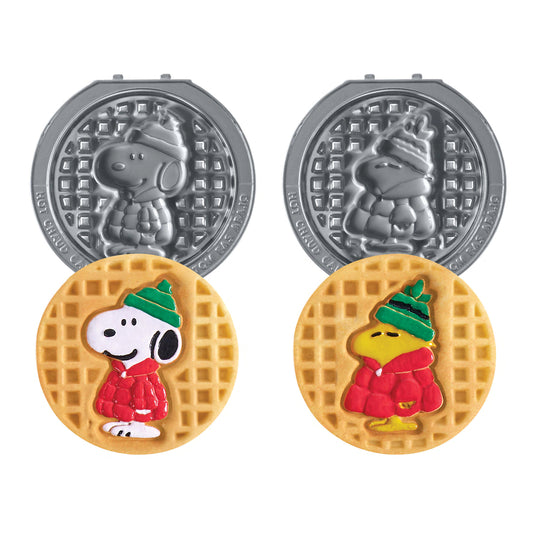 Peanuts® MultiMaker® Removable Plate Sets mini makers Dash Snoopy & Woodstock with Holiday Puffer Coats