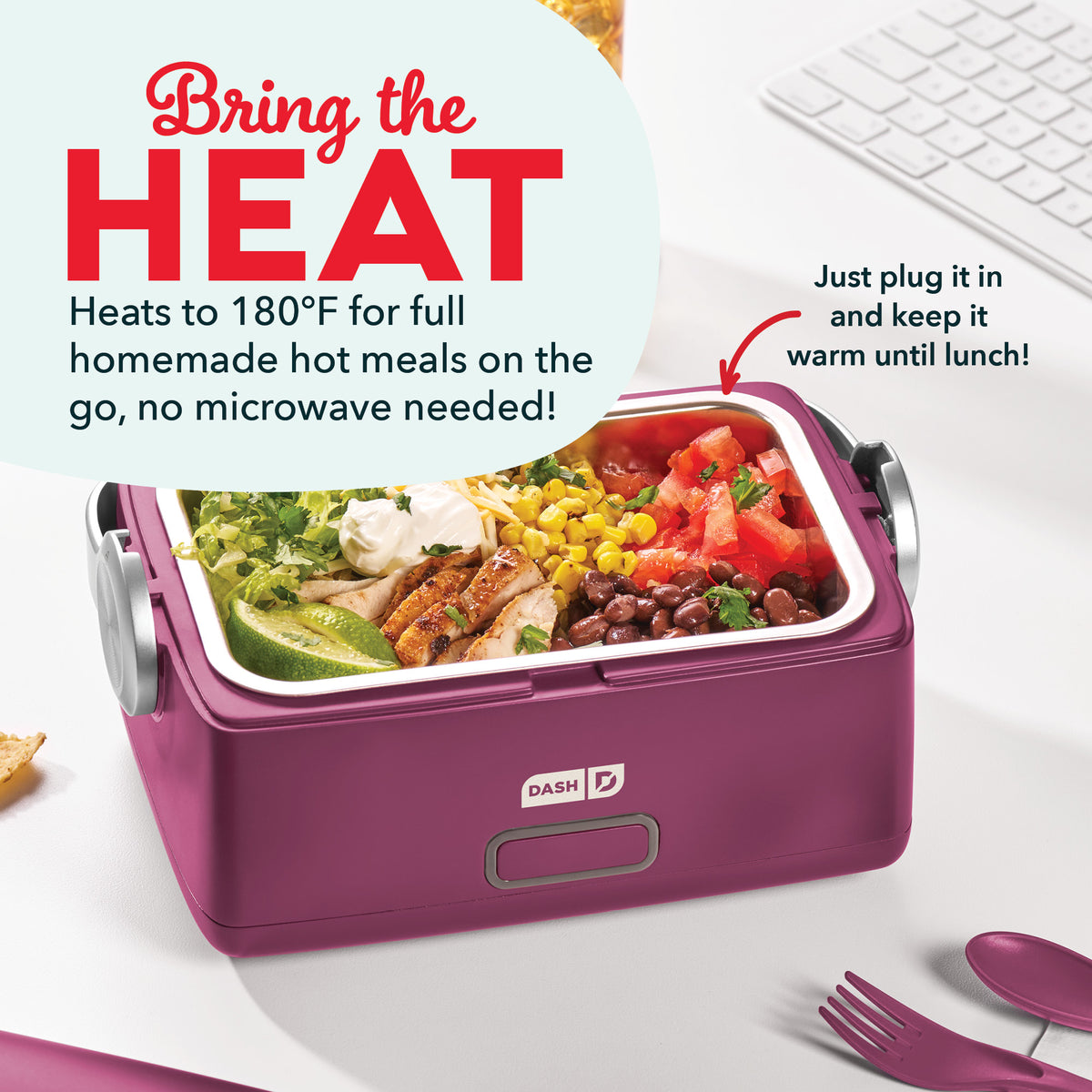 Hot2Go™ Electric Lunchbox (30 Ounce + Utensils) Electric Lunchbox Dash