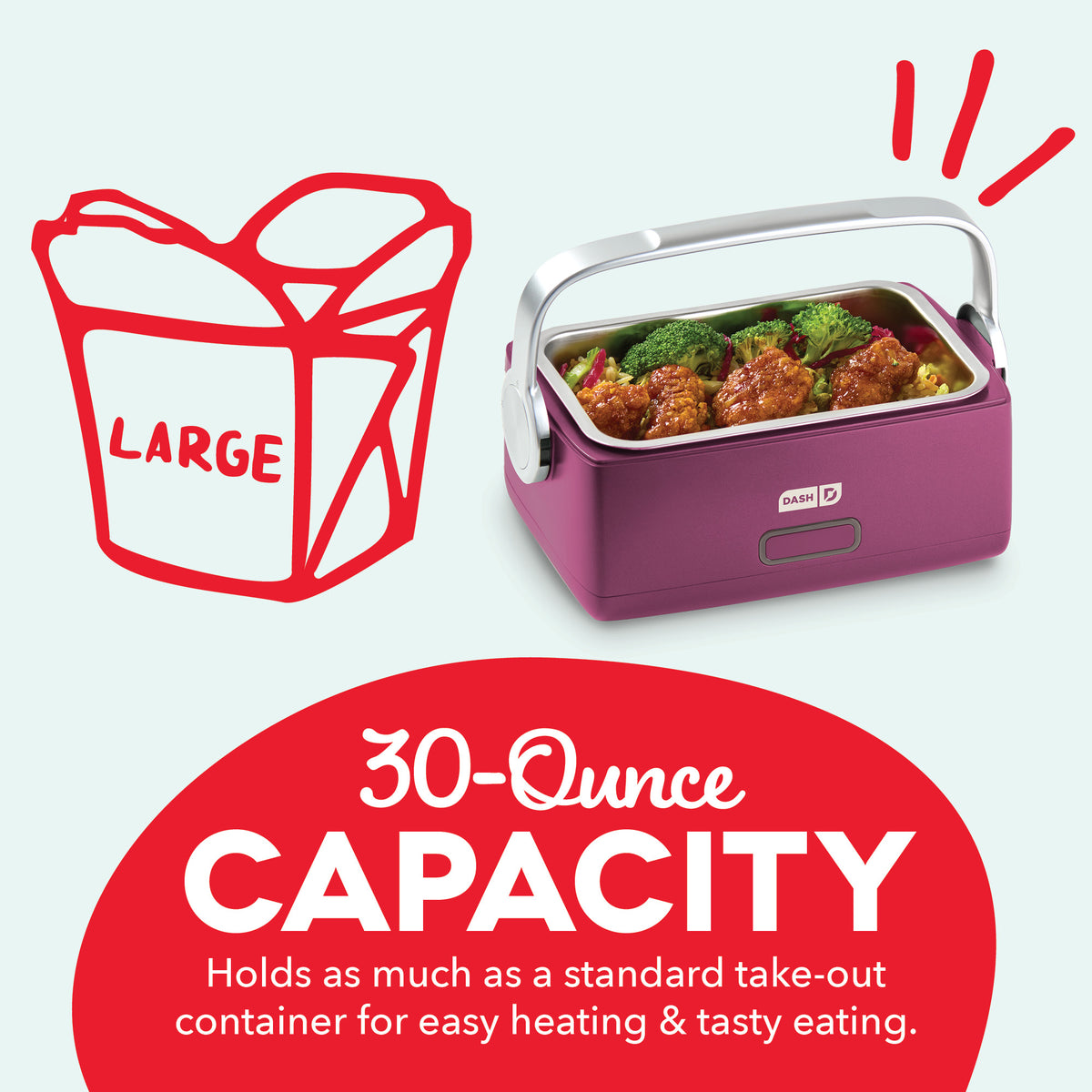 Hot2Go™ Electric Lunchbox (30 Ounce + Utensils) Electric Lunchbox Dash