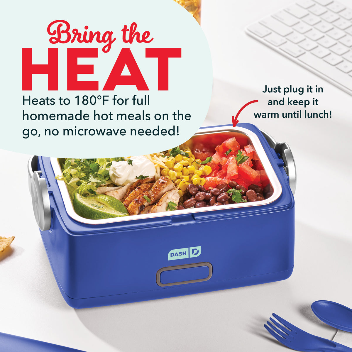 Hot2Go™ Electric Lunchbox (30 Ounce + Utensils) Electric Lunchbox Dash