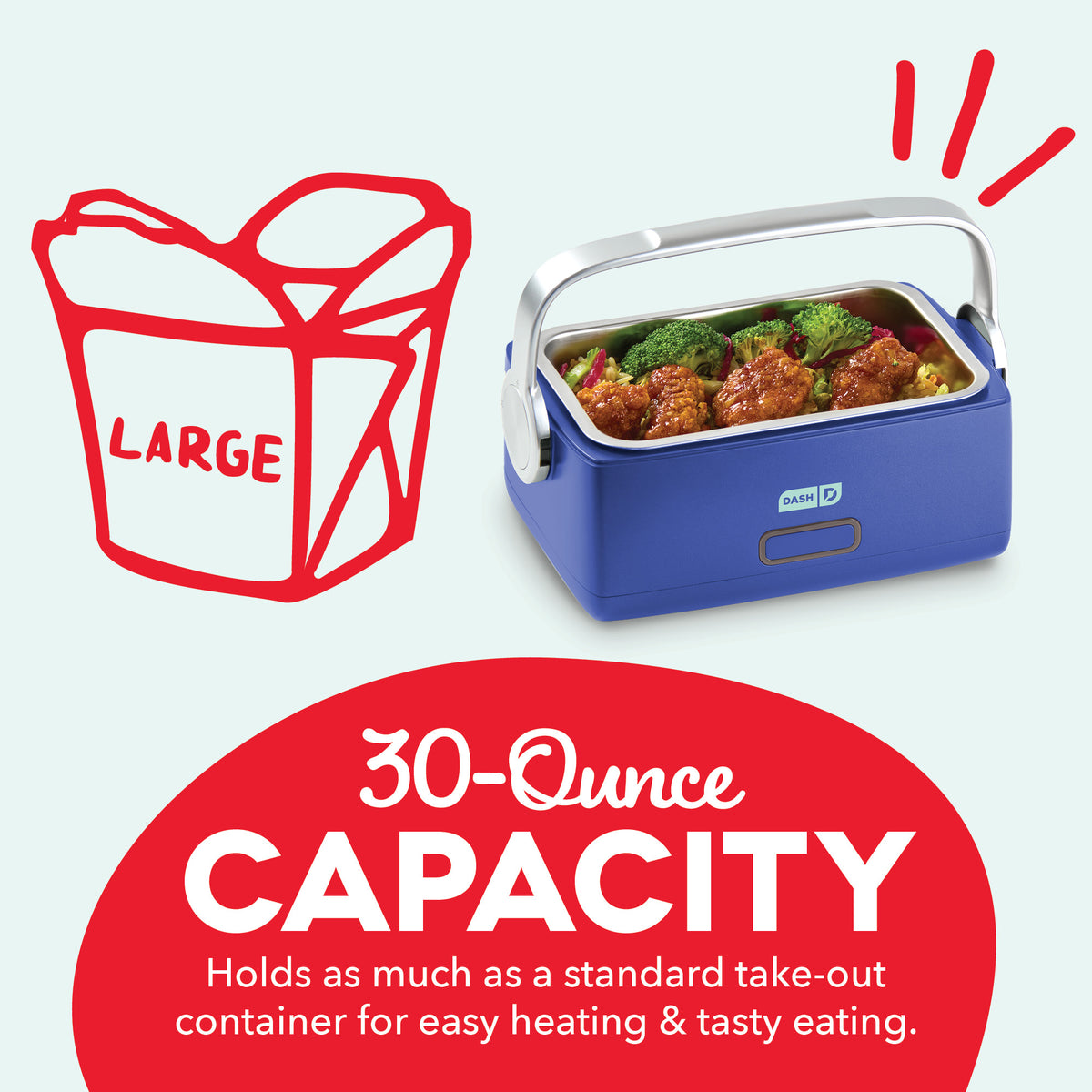 Hot2Go™ Electric Lunchbox (30 Ounce + Utensils) Electric Lunchbox Dash