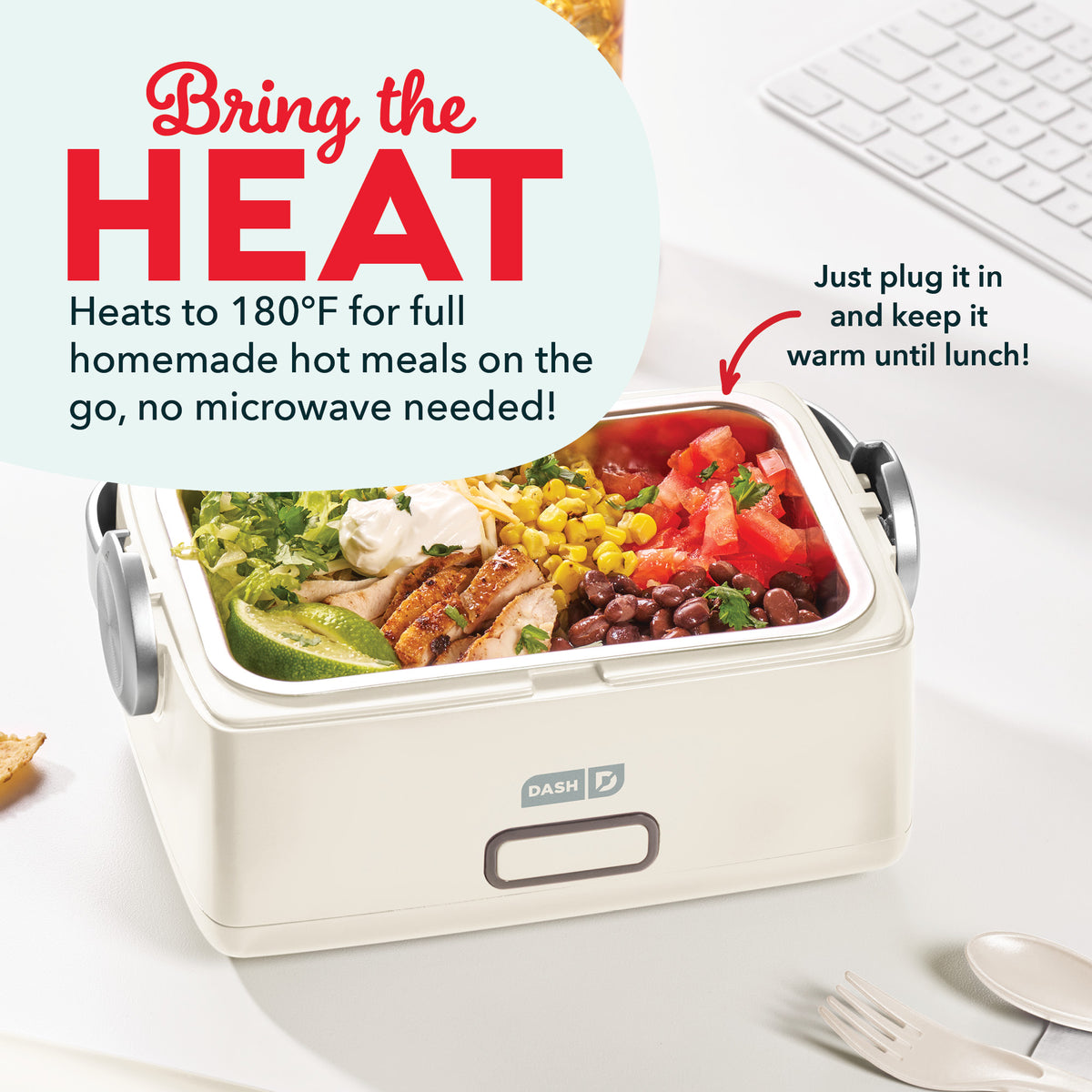 Hot2Go™ Electric Lunchbox (30 Ounce + Utensils) Electric Lunchbox Dash