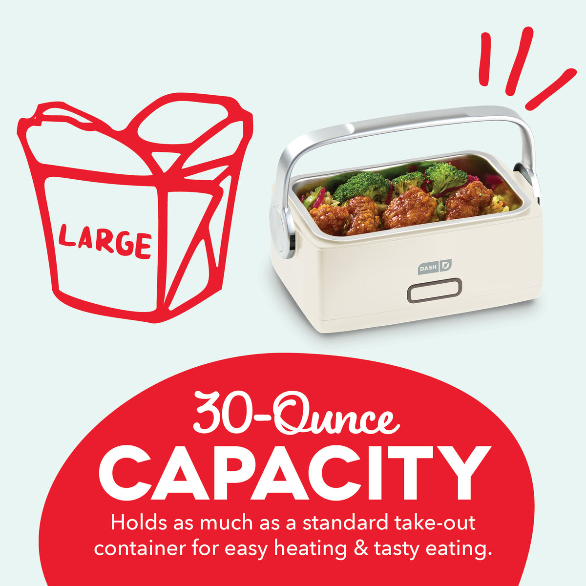 Hot2Go™ Electric Lunchbox (30 Ounce + Utensils) Electric Lunchbox Dash