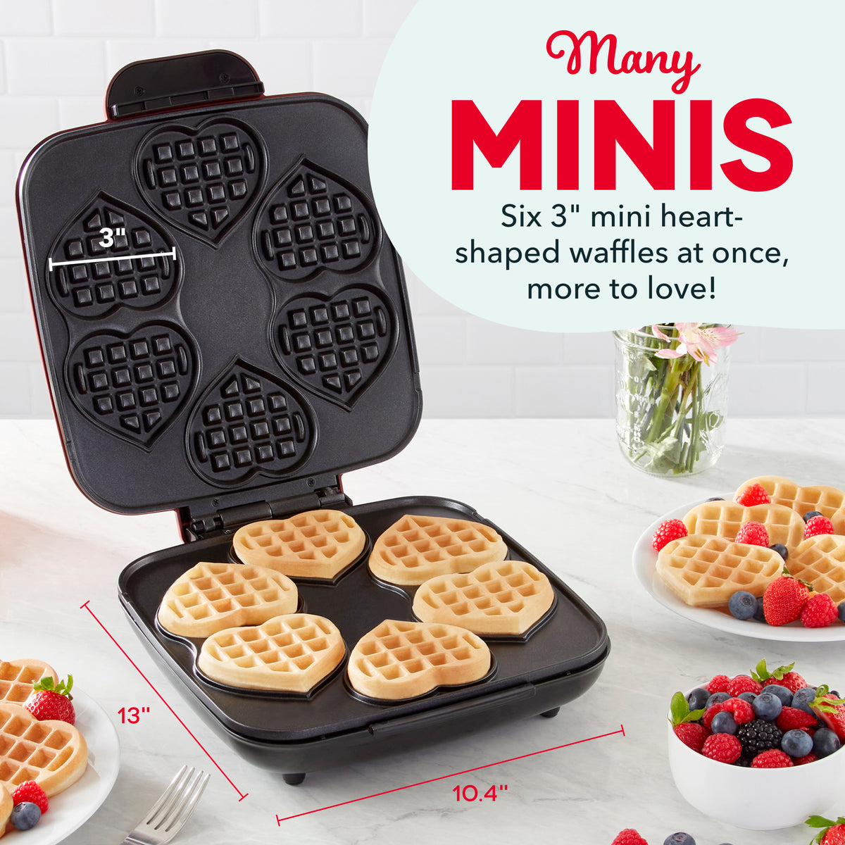 Multi Mini Heart Waffle Maker Waffle Maker Dash